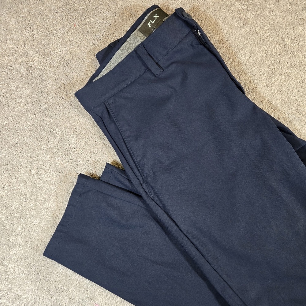 FLX Performance Pants Mens Navy Blue Chino Performance Stretch Size 30 X 32